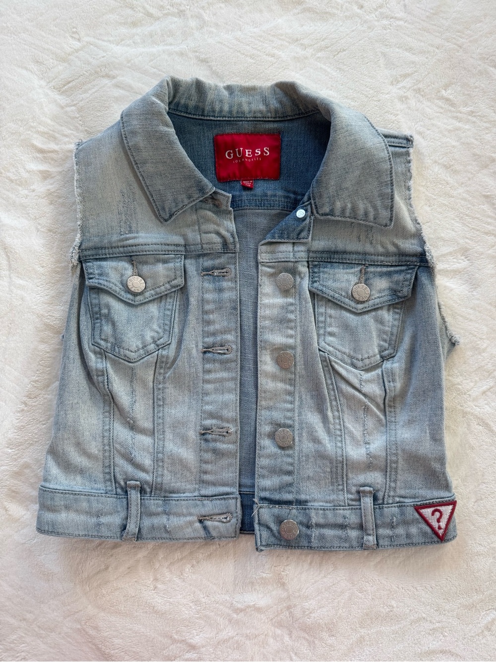 GUESS Light Wash Denim Sleeveless Jacket
